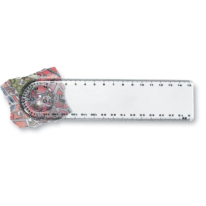 15 cm linjal med förstoringsglas och gradskiva