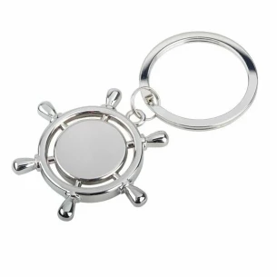 Nyckelring med ratt i metall - Silver