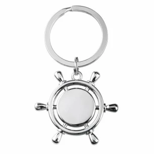 Nyckelring med ratt i metall - Silver