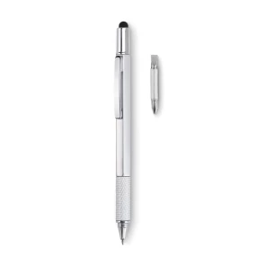 Nivåpenna med linjal - TOOLPEN - matt silver