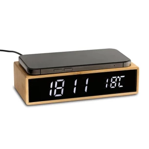Conti induktiv laddare med klocka och termometer - Beige