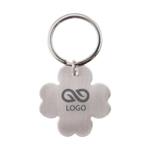 Nyckelring med 4-klöver i metall - Silver
