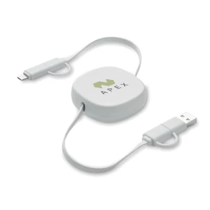 60 Watt utdragbar laddningskabel - LINEA - Vit