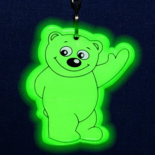 Nyckelring med reflekterande teddybjörn - Grön