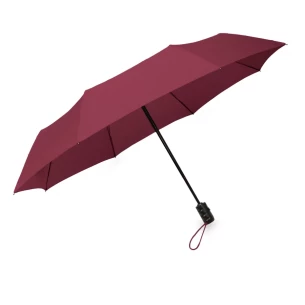 LEEDS hopfällbart paraply, automatiskt - Maroon
