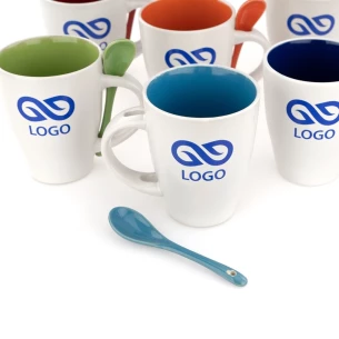 Mugg med sked - Sked - Ljusblå