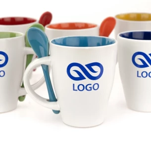 Mugg med sked - Sked - Röd